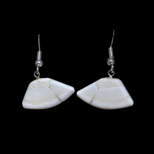 Walrus Ivory earrings in a classic ulu shape. Made in Alaska by a member of a recognized indigenous tribe