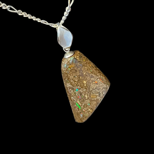 Australian Boulder Opal Pendant Hard Slant