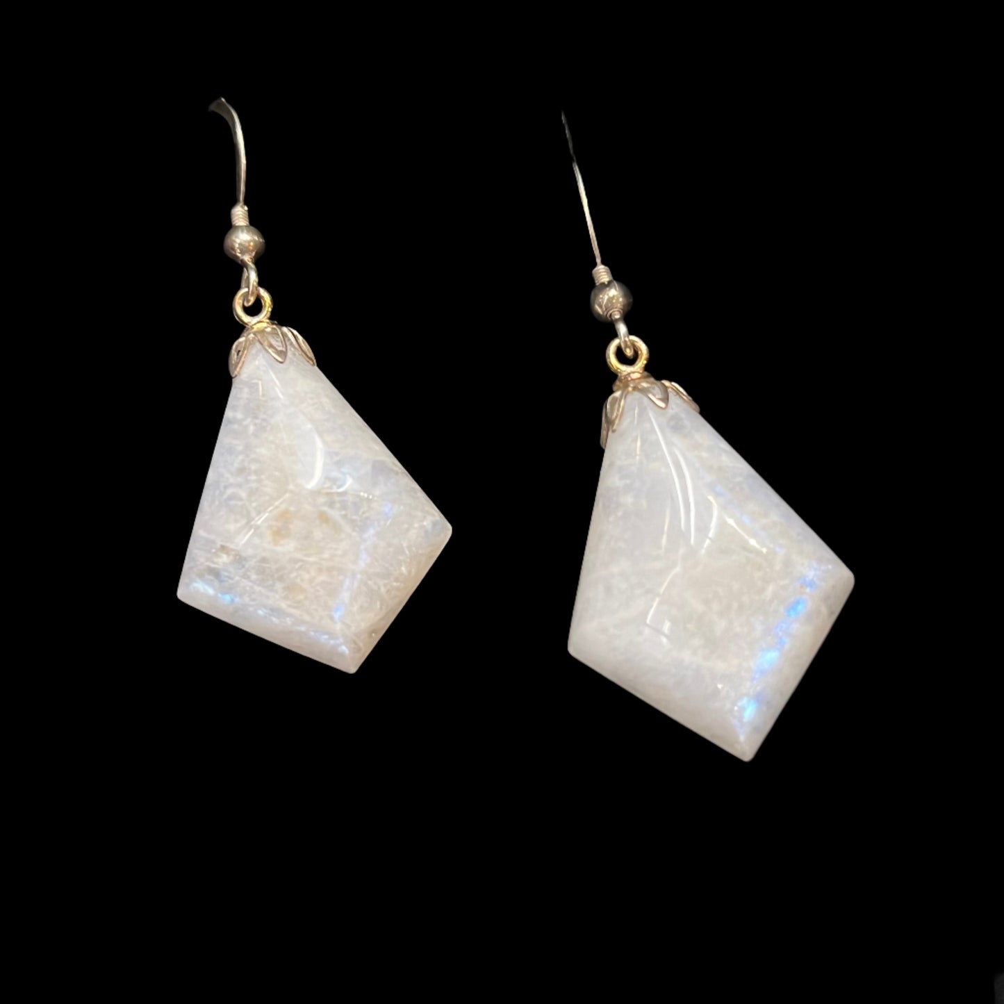 Moonstone Earrings (Long Diamond)