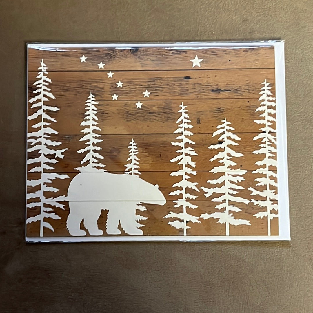 Blank Polar &amp; Bear Stars greeting card with envelope, by Leftover Treasure