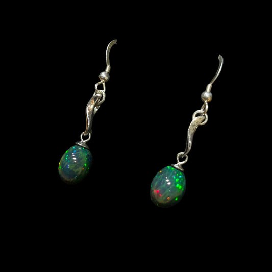 Australian Black Opal Earrings 4.87 ctw