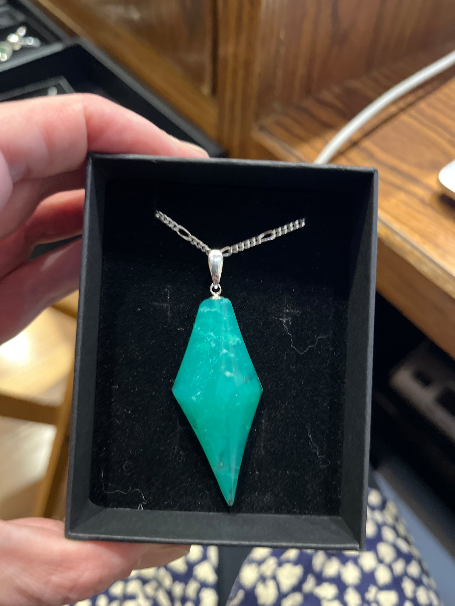 Chrysoprase Pendant (Long Diamond)