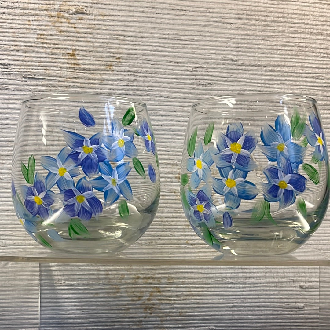 Forget-Me-Not Stemless Wine Set