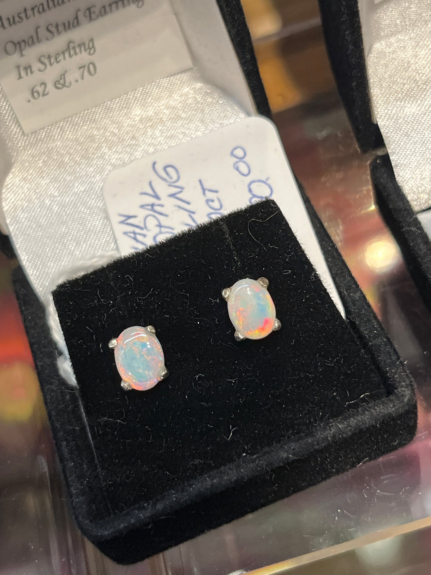 Australian Crystal Opal Stud earrings (.62 & .70 carat)