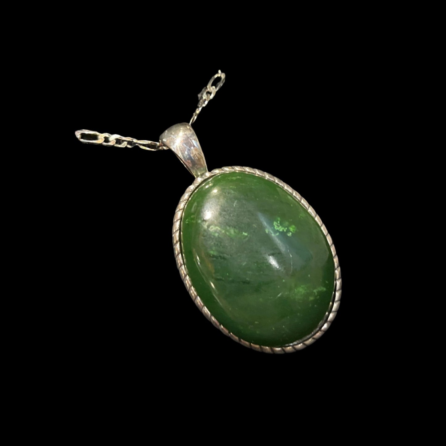 Alaskan Jade Pendant in sterling silver, certified Made in Alaska