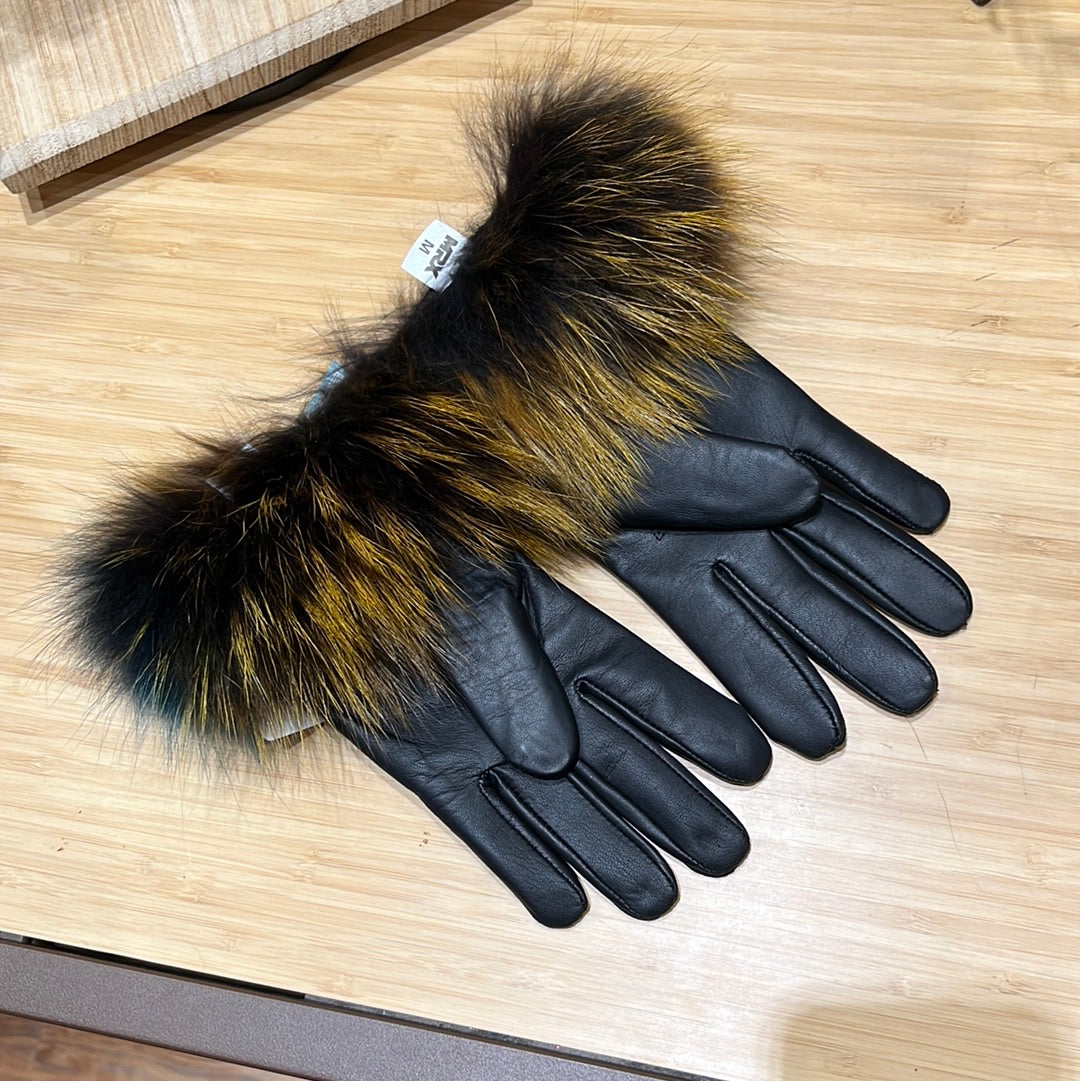 Fur Cuff Lamb Leather Ladies Gloves