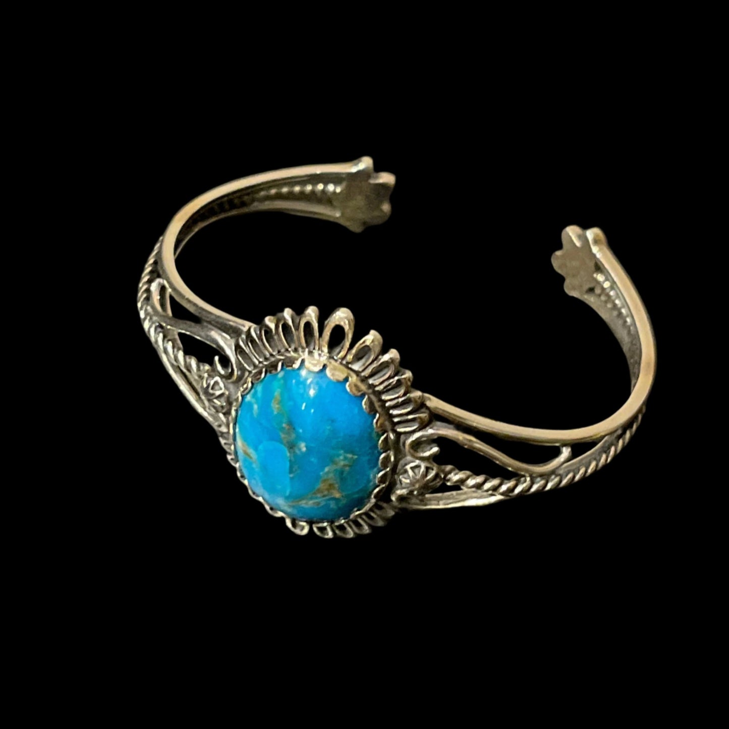 Turquoise in sterling silver cuff bracelet. Made in Alaska