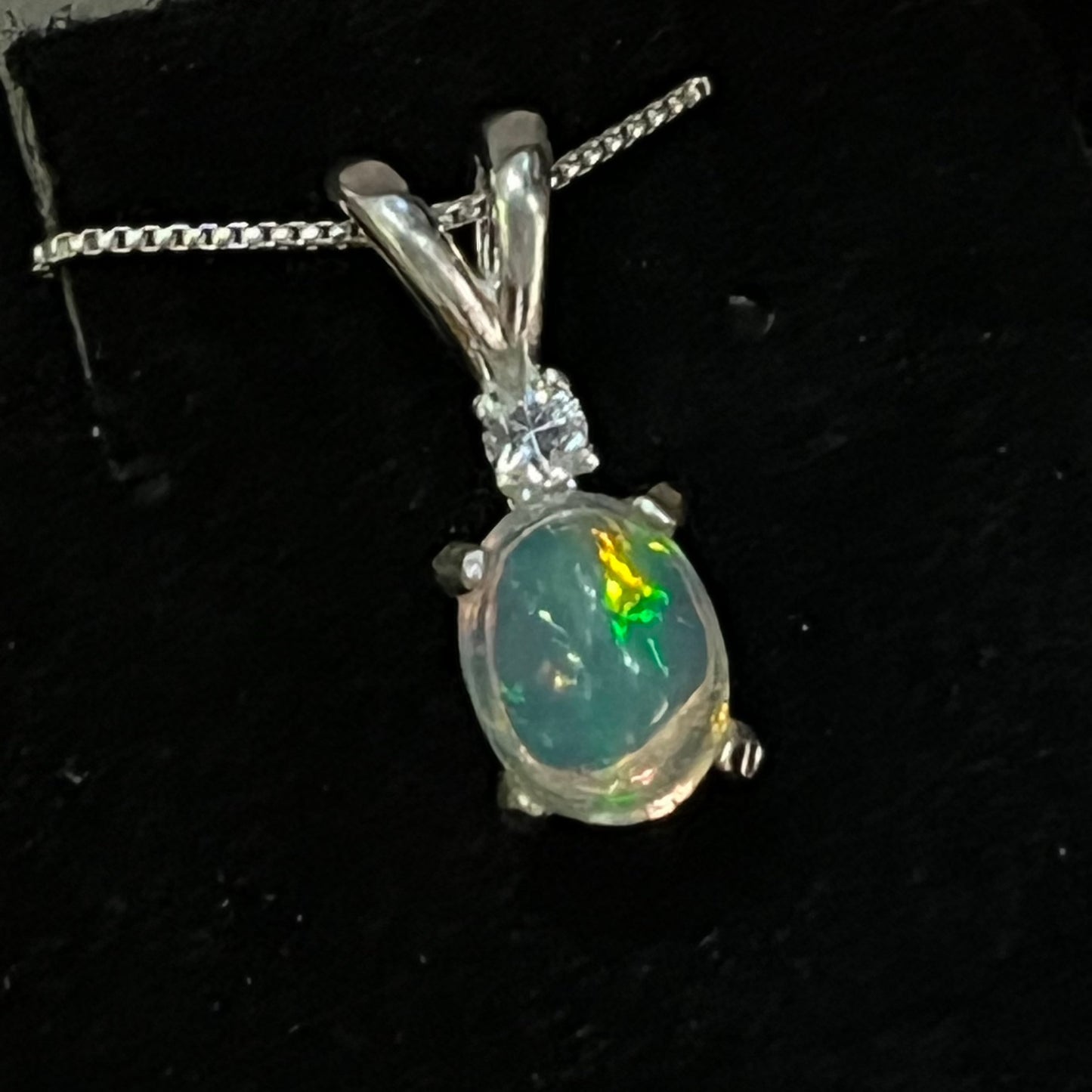 Australian Crystal Opal Pendant 1.04 ct Sapphire Accent