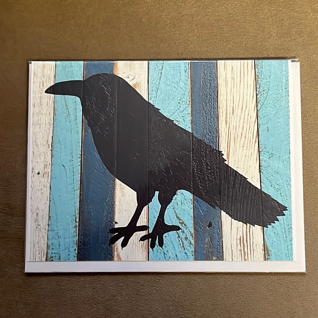 Blank Raven greeting card with envelope, by Leftover Treasure