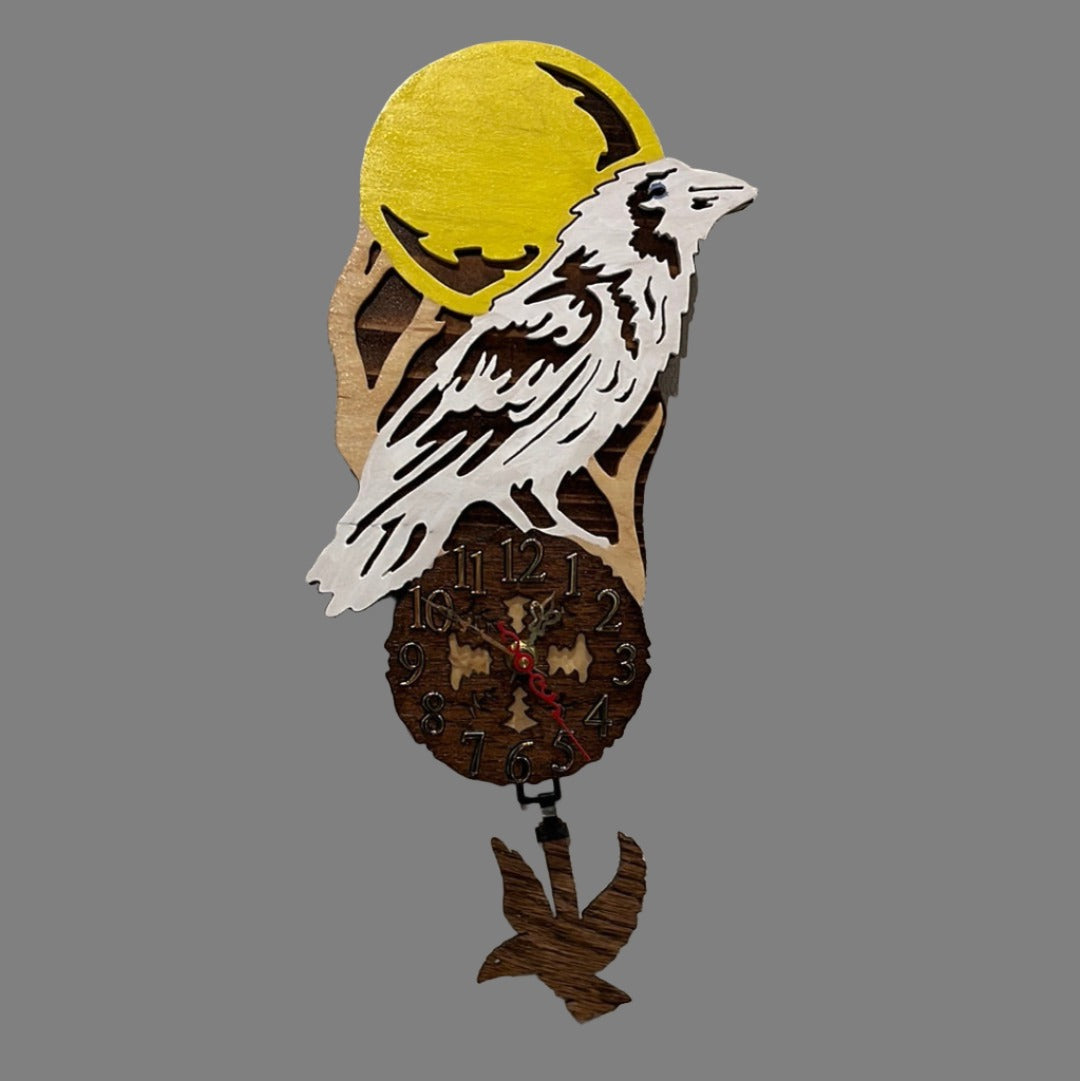 White Raven Pendulum Clock