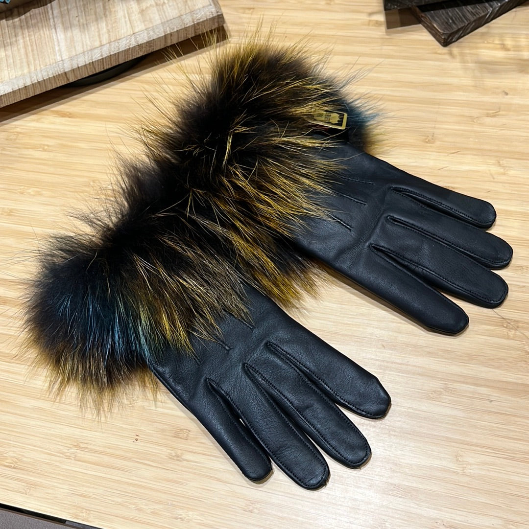 Fur Cuff Lamb Leather Ladies Gloves