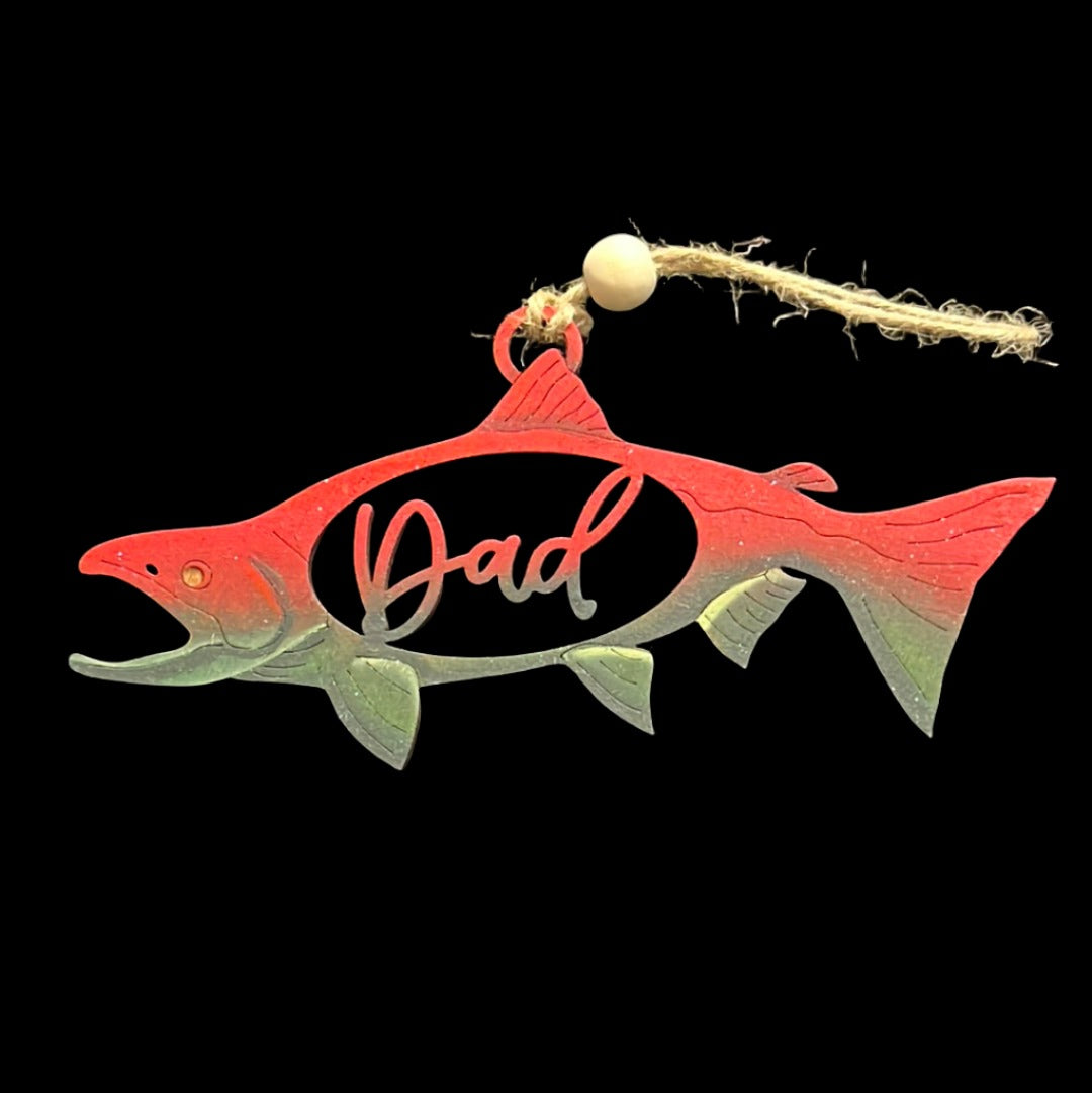 Dad/Father Red Salmon Ornament