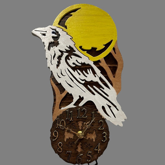 White Raven Pendulum Clock