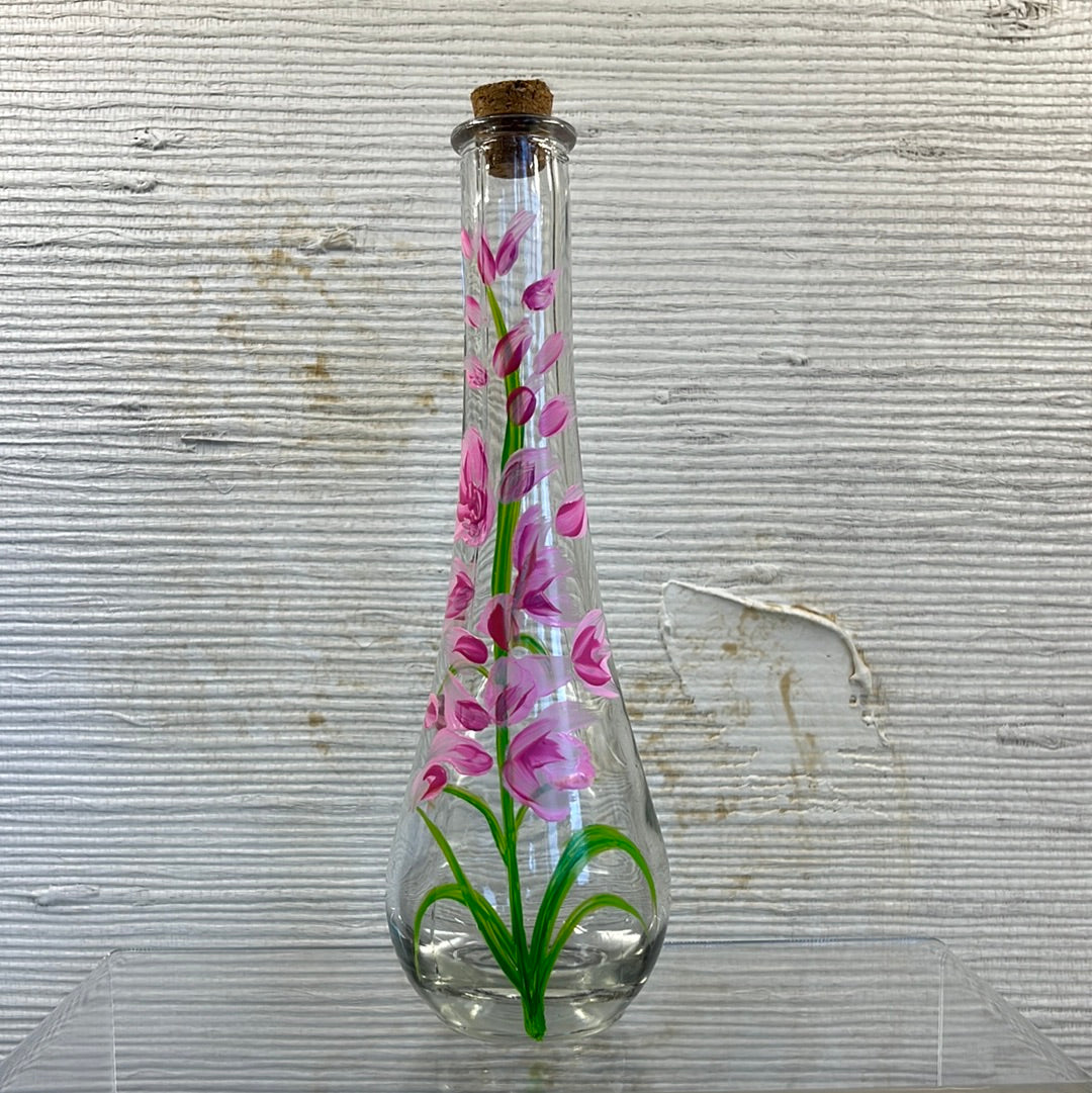 Hand painted decorative Fireweed bottle.