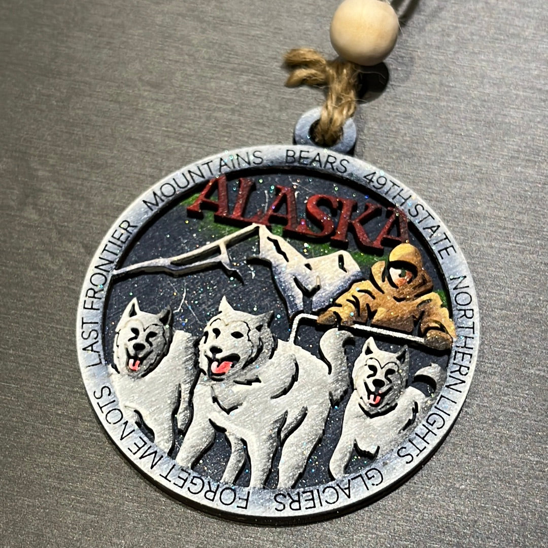 Alaska Musher Wood Ornament