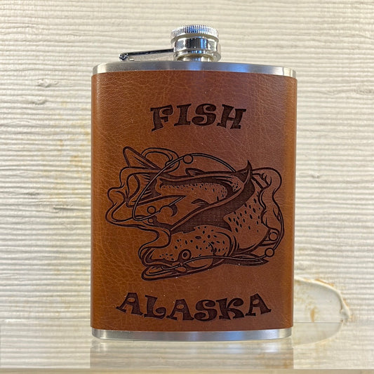 8oz Metal Flask (Fish Alaska)