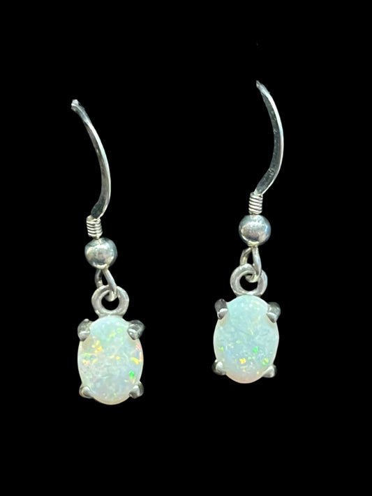 Australian White Opal Earrings (.74 & .66 carat)