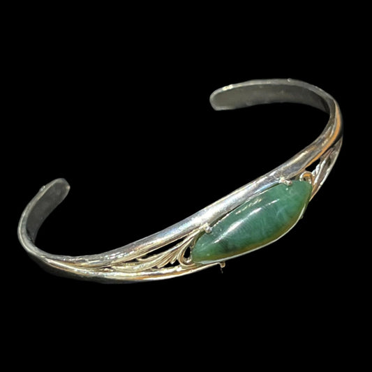 Alaskan Jade Sterling Silver Cuff Bracelet