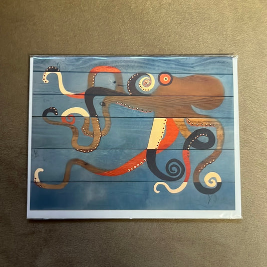 Blank Octopus greeting card with envelope, by Leftover Treasure