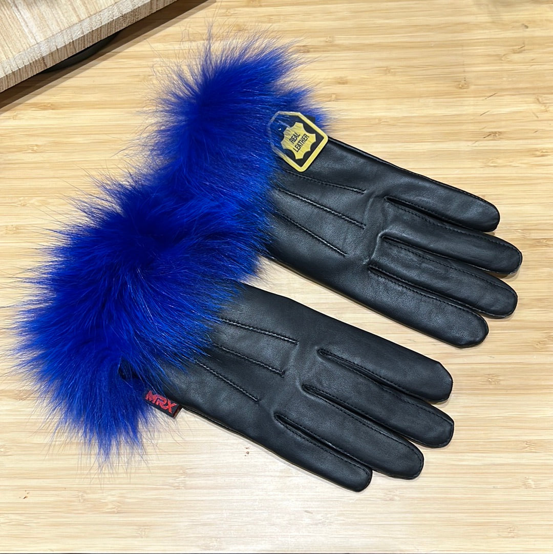 Fur Cuff Lamb Leather Ladies Gloves