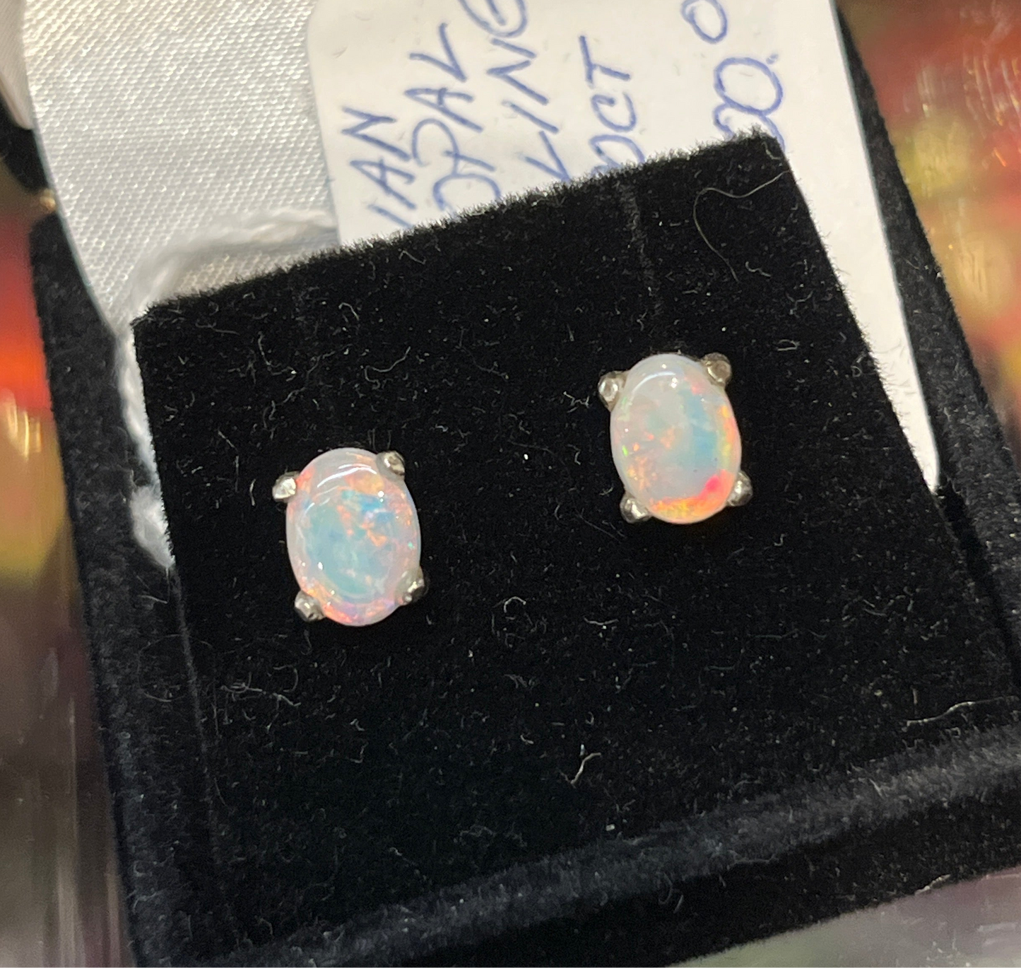 Australian Crystal Opal Stud earrings (.62 & .70 carat)