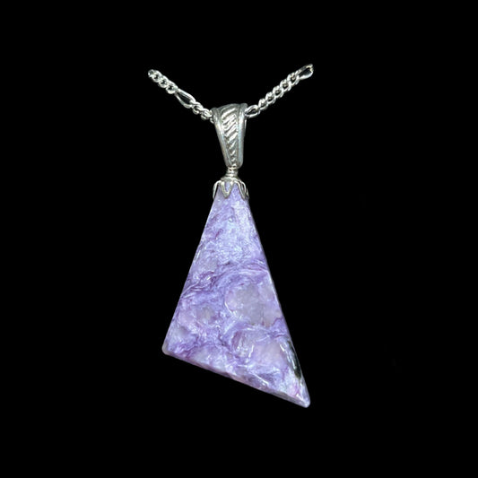 Charoite Pendant (offset triangle)