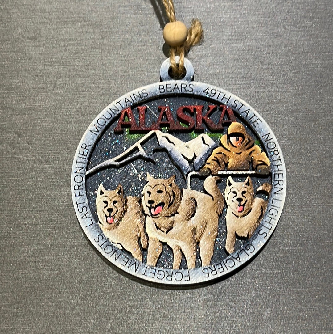 Alaska Musher Wood Ornament