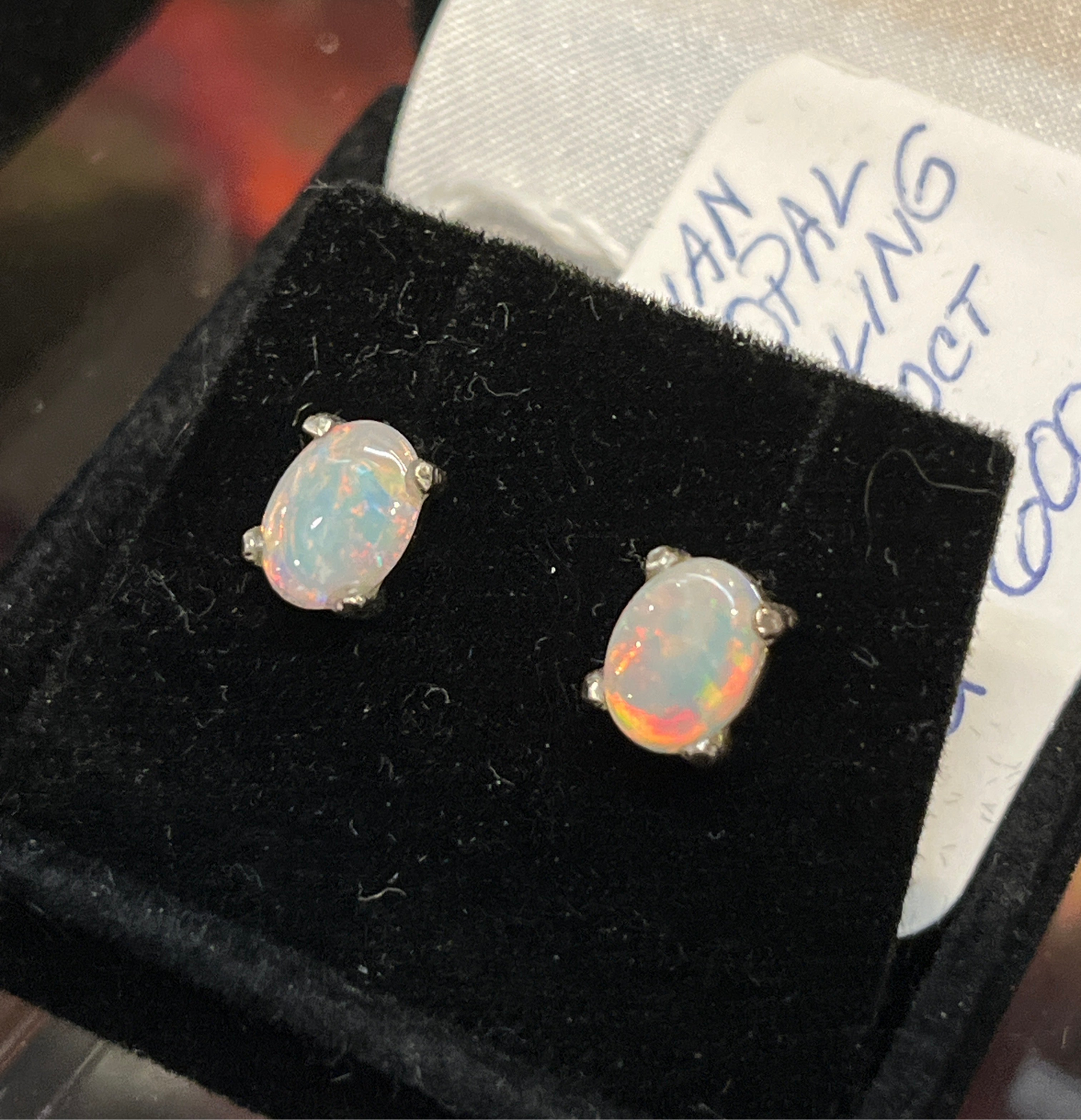 Australian Crystal Opal Stud earrings (.62 & .70 carat)