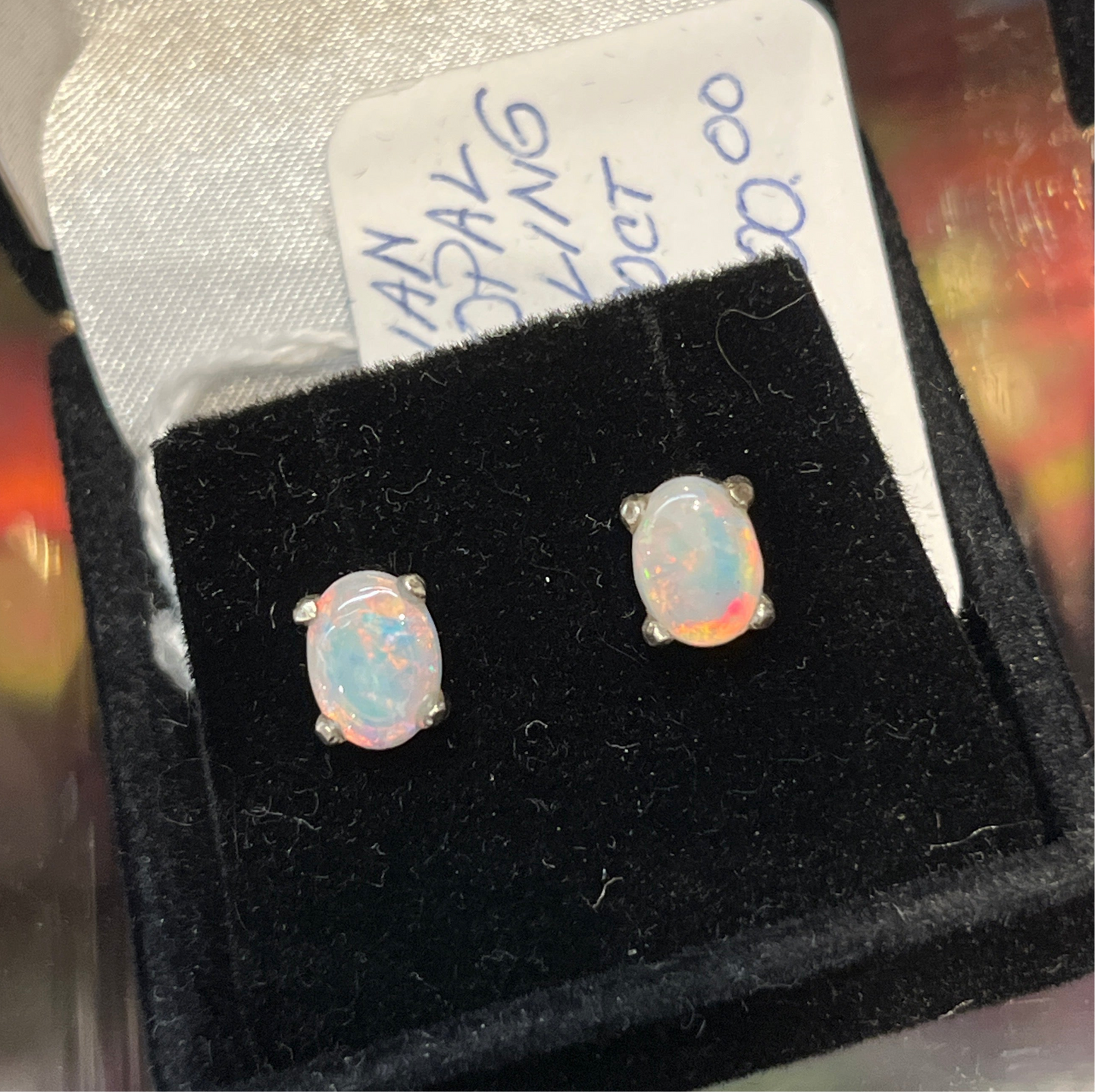 Australian Crystal Opal Stud earrings (.62 & .70 carat)