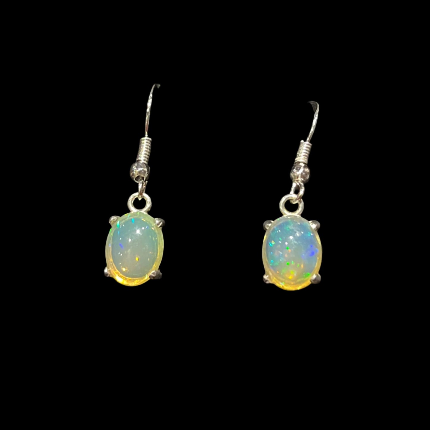 2.75 carat yellow Australian Crystal Opal dangle earrings