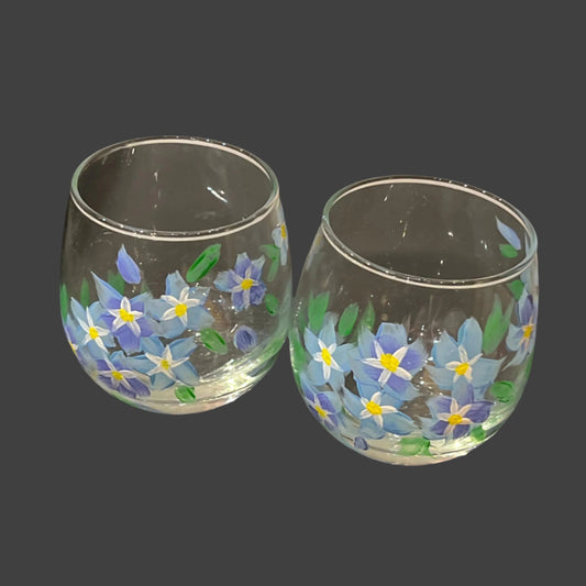 Forget-Me-Not Stemless Wine Set