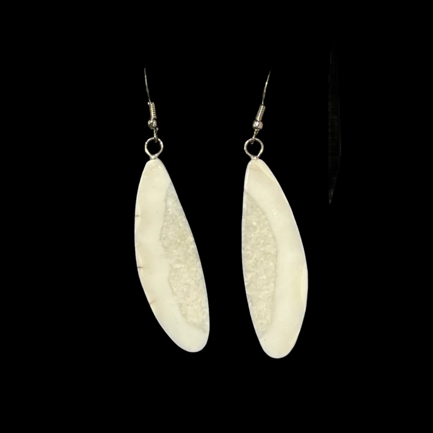 Alaskan Walrus Ivory Earrings (Long Oval)