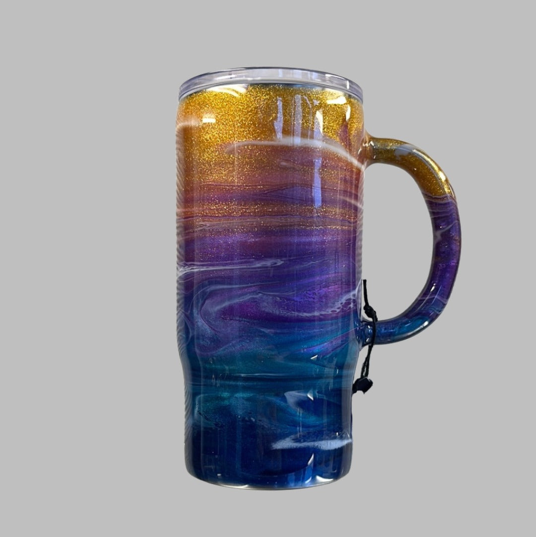 16oz Sunset Ocean Travel Mug, with lid and straw