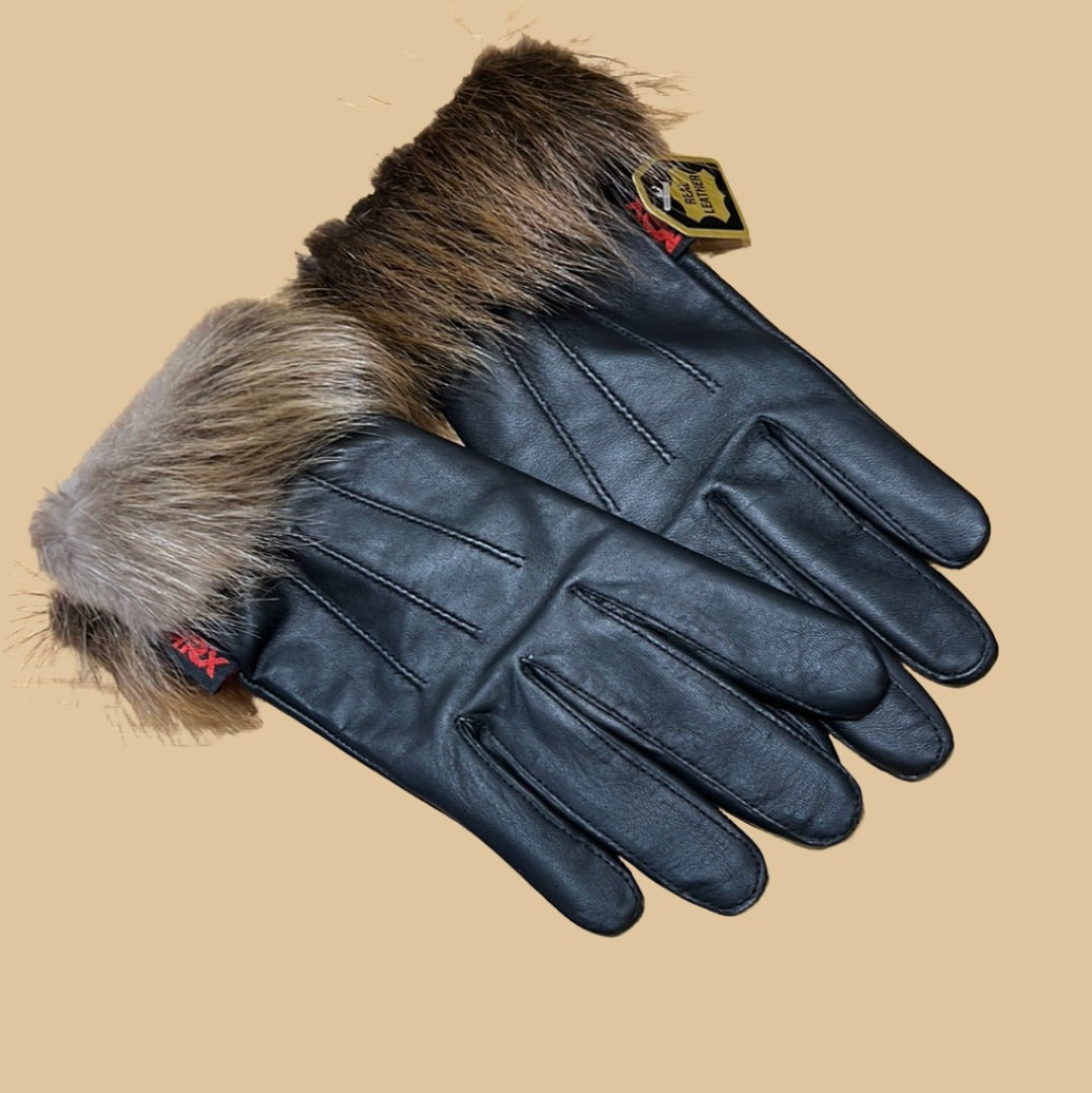 fur cuff leather ladies gloves