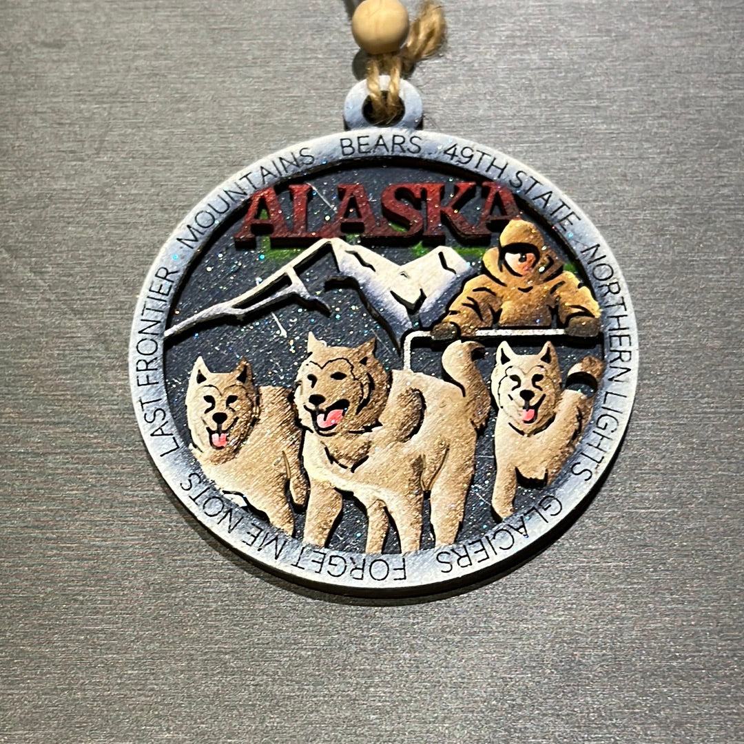 Alaska Musher Wood Ornament