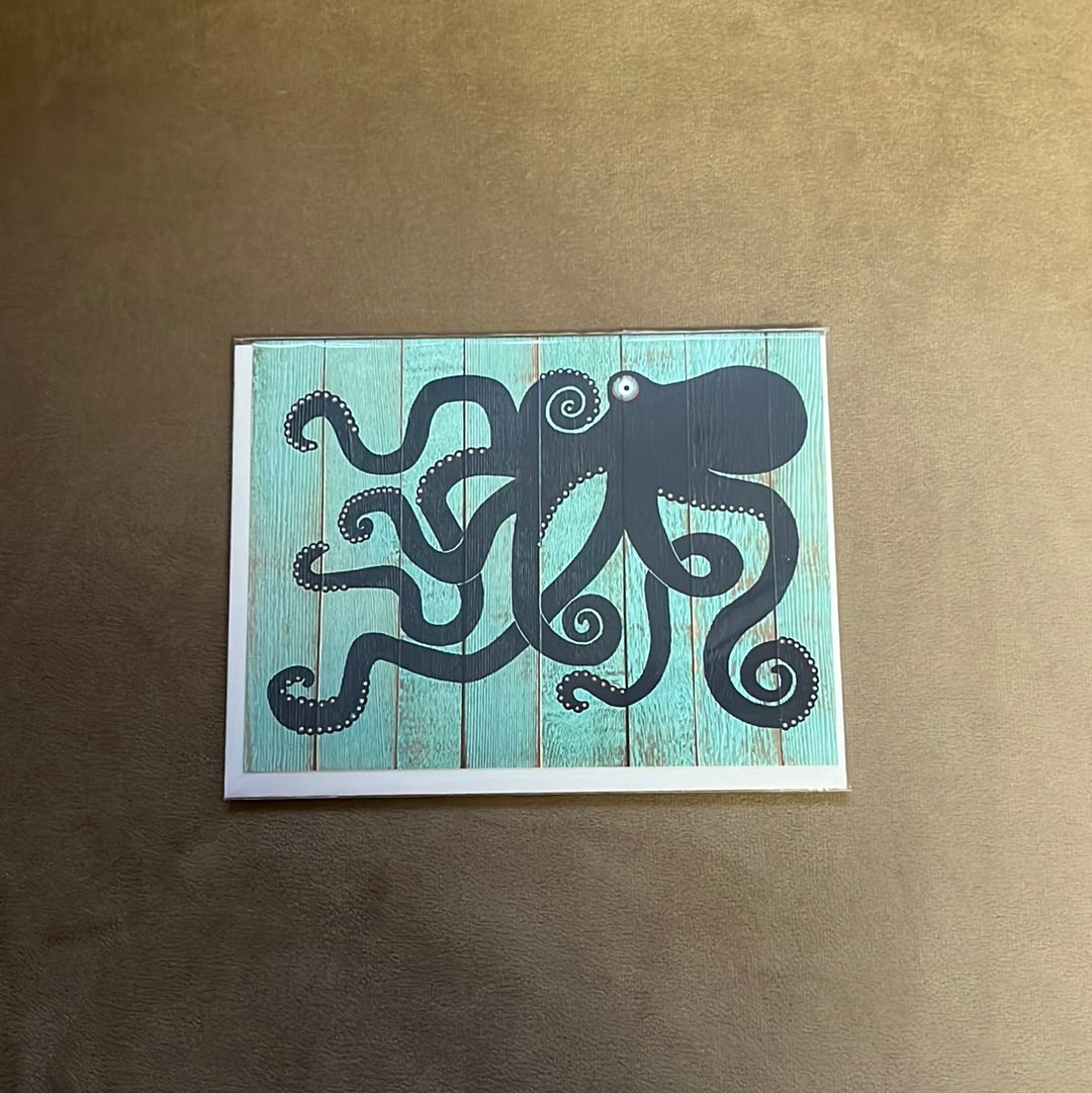 Octopus Greeting Card (teal & navy)