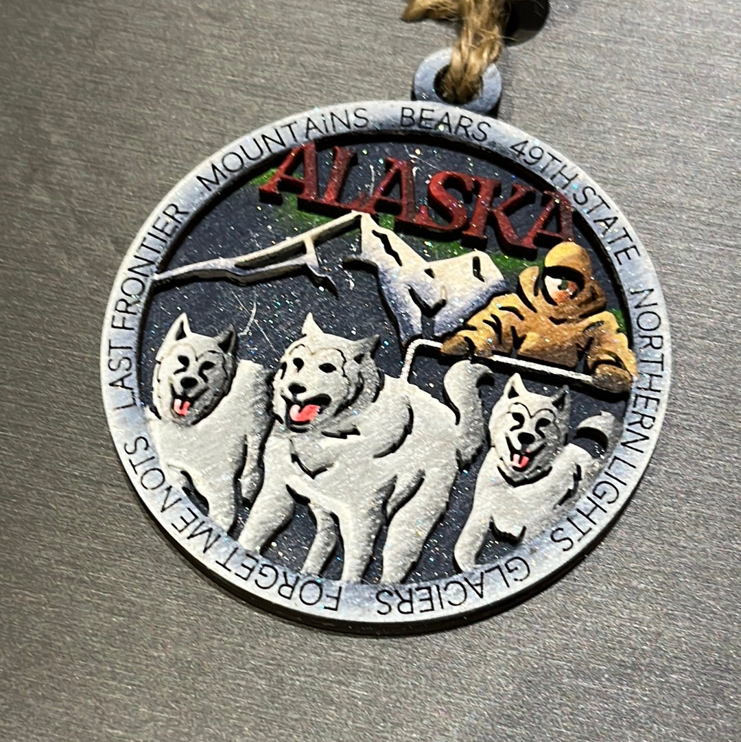 Alaska Musher Wood Ornament