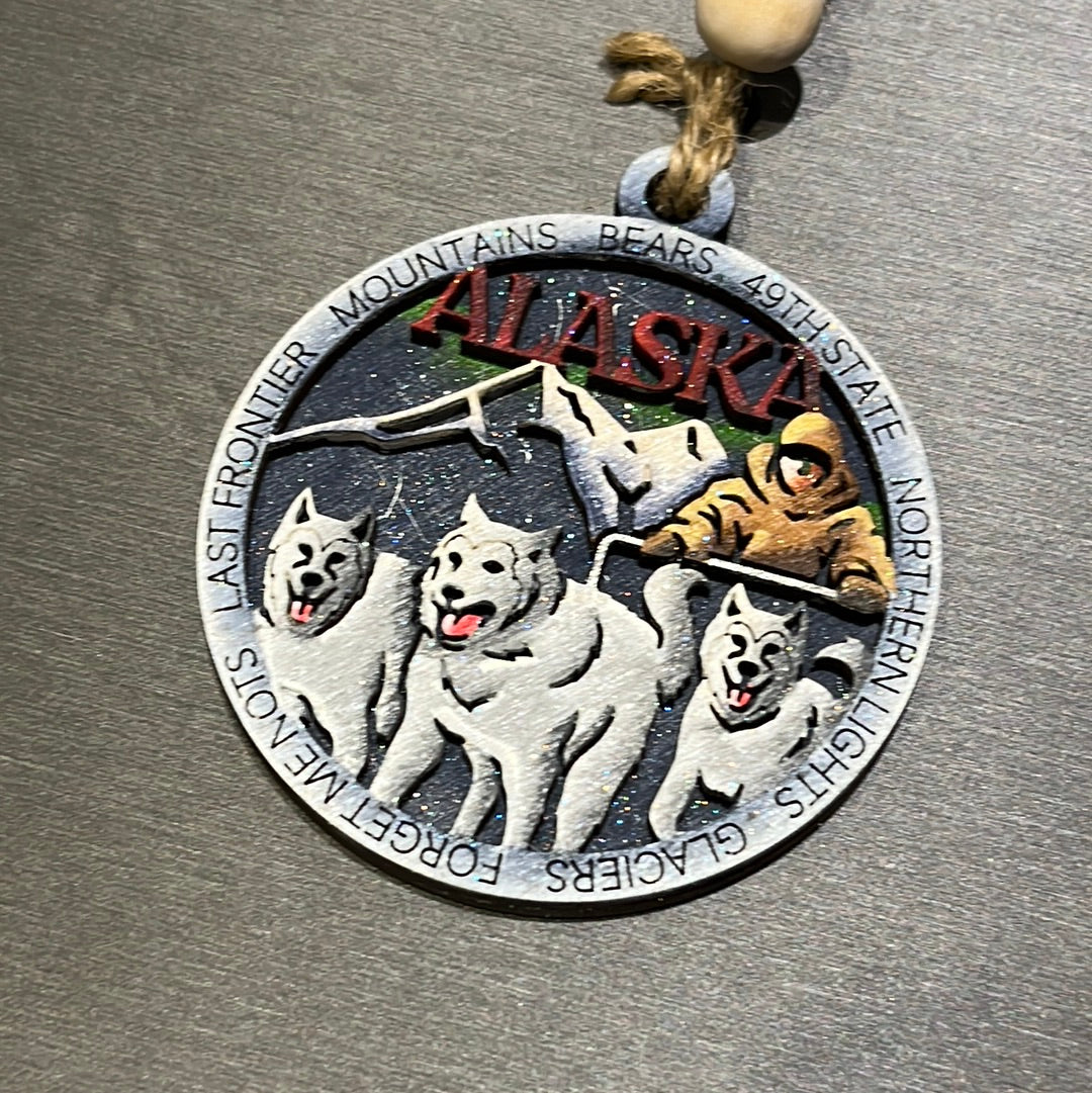 Alaska Musher Wood Ornament