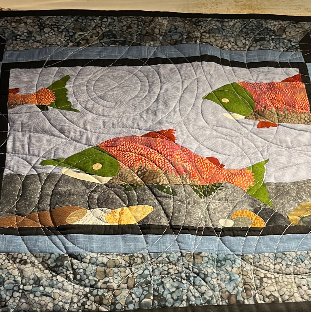 Salmon Wall Quilt (square)