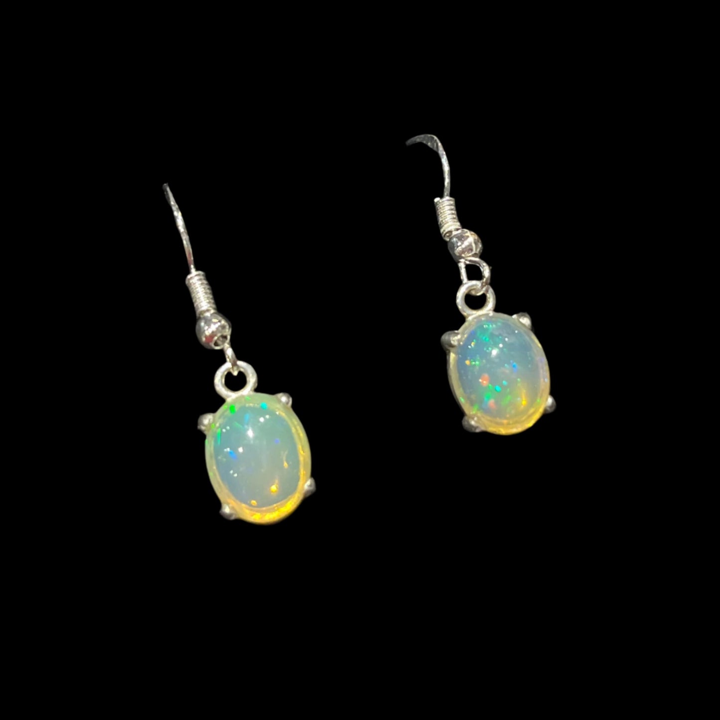 2.75 carat yellow Australian Crystal Opal dangle earrings