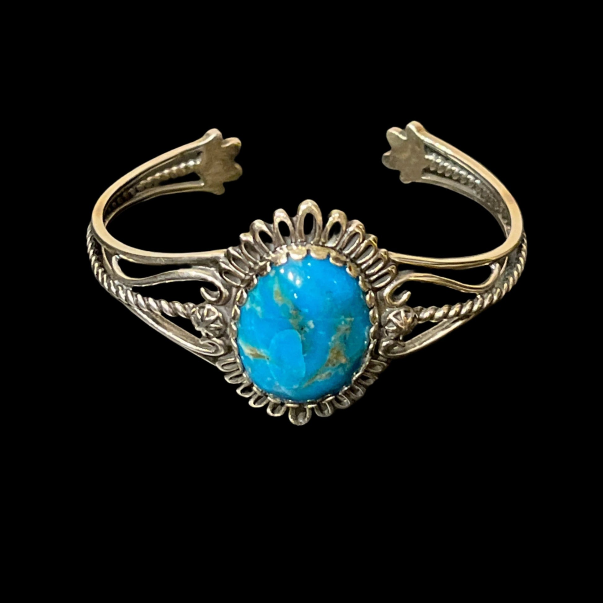 Turquoise in sterling silver cuff bracelet. Made in Alaska