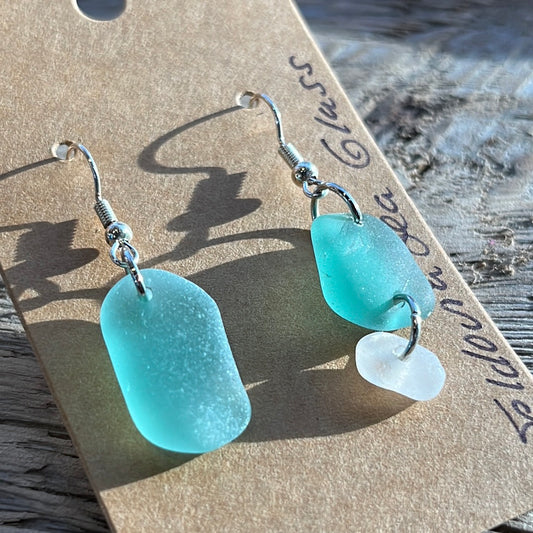 Teal Boho Style Sea Glass Earrings