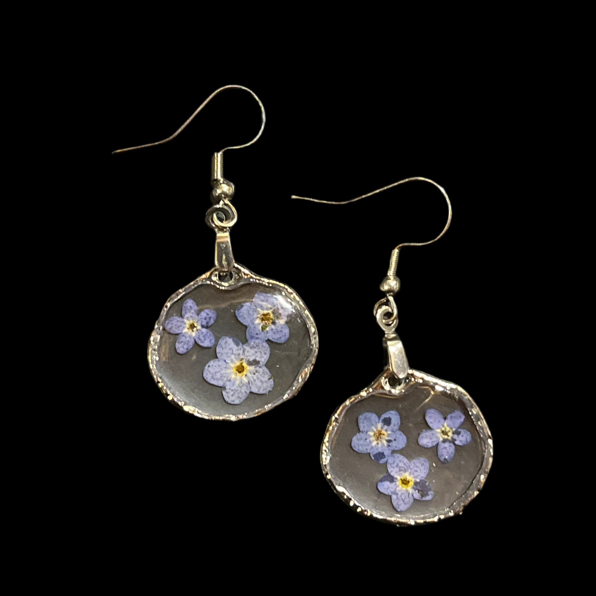 Forget-Me-Not Earrings -  Small Silver Long Dangle