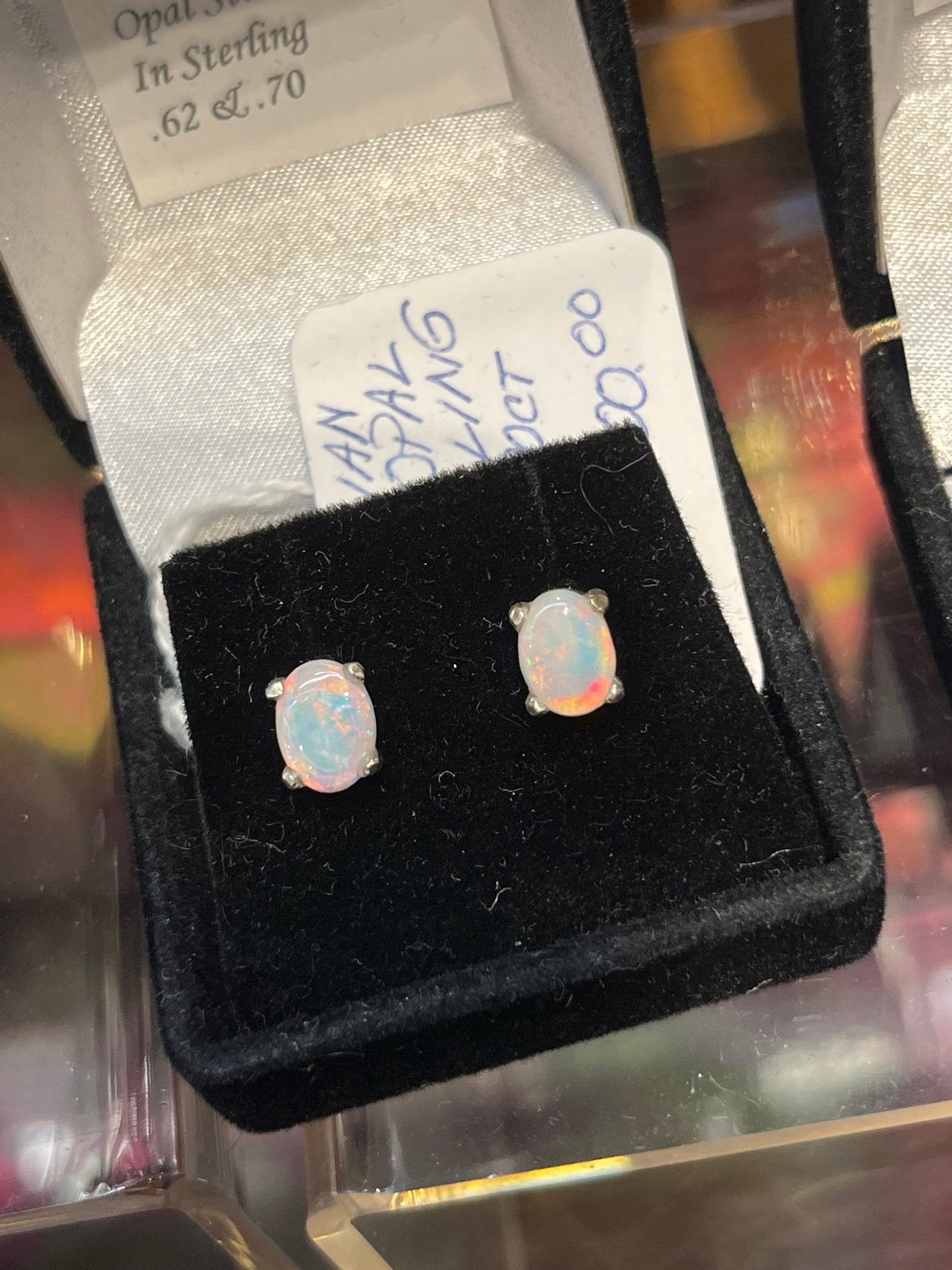 Australian Crystal Opal Stud earrings (.62 & .70 carat)