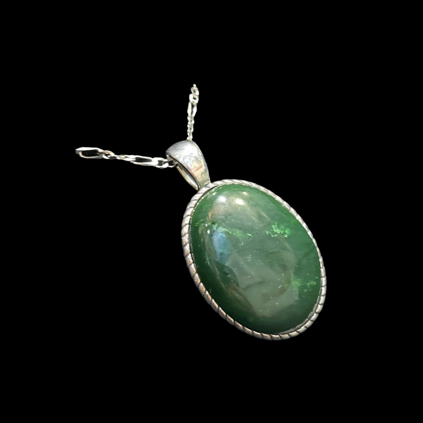 Alaskan Jade Pendant in sterling silver, certified Made in Alaska