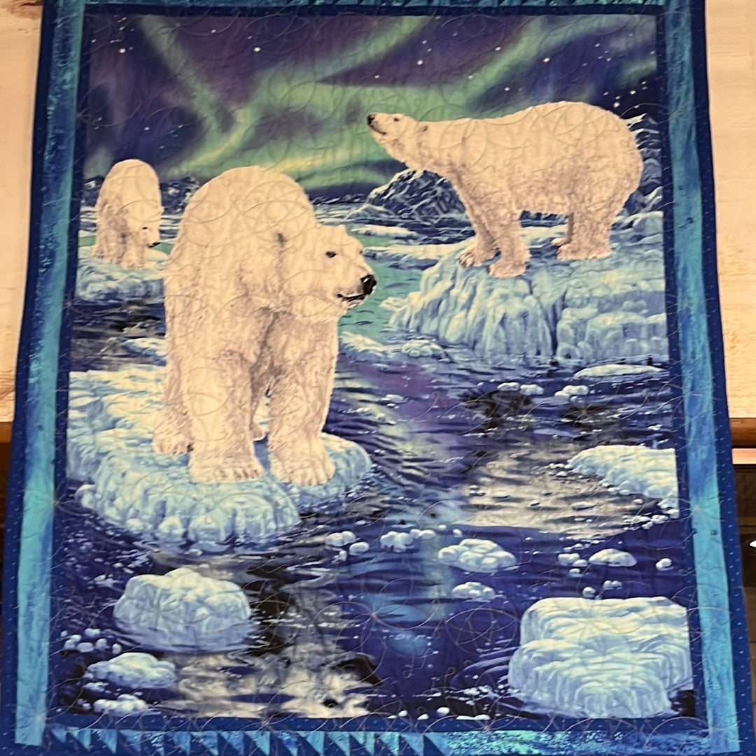 Polar Bear & Northern Lights Wall Quilt