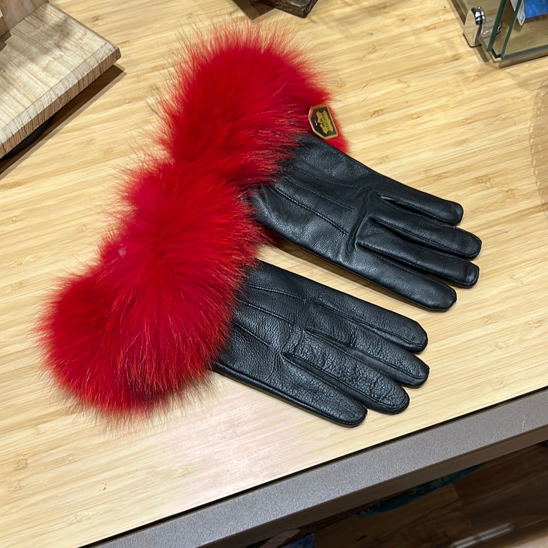 Fur Cuff Lamb Leather Ladies Gloves