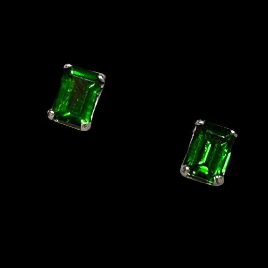 Chrome Diopside Earrings (7x5 Emerald Cut)