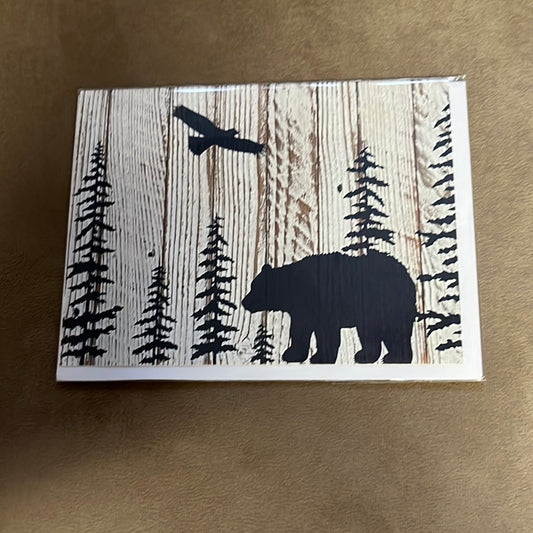 Blank Bear &amp; Eagle greeting card with envelope, by Leftover Treasure