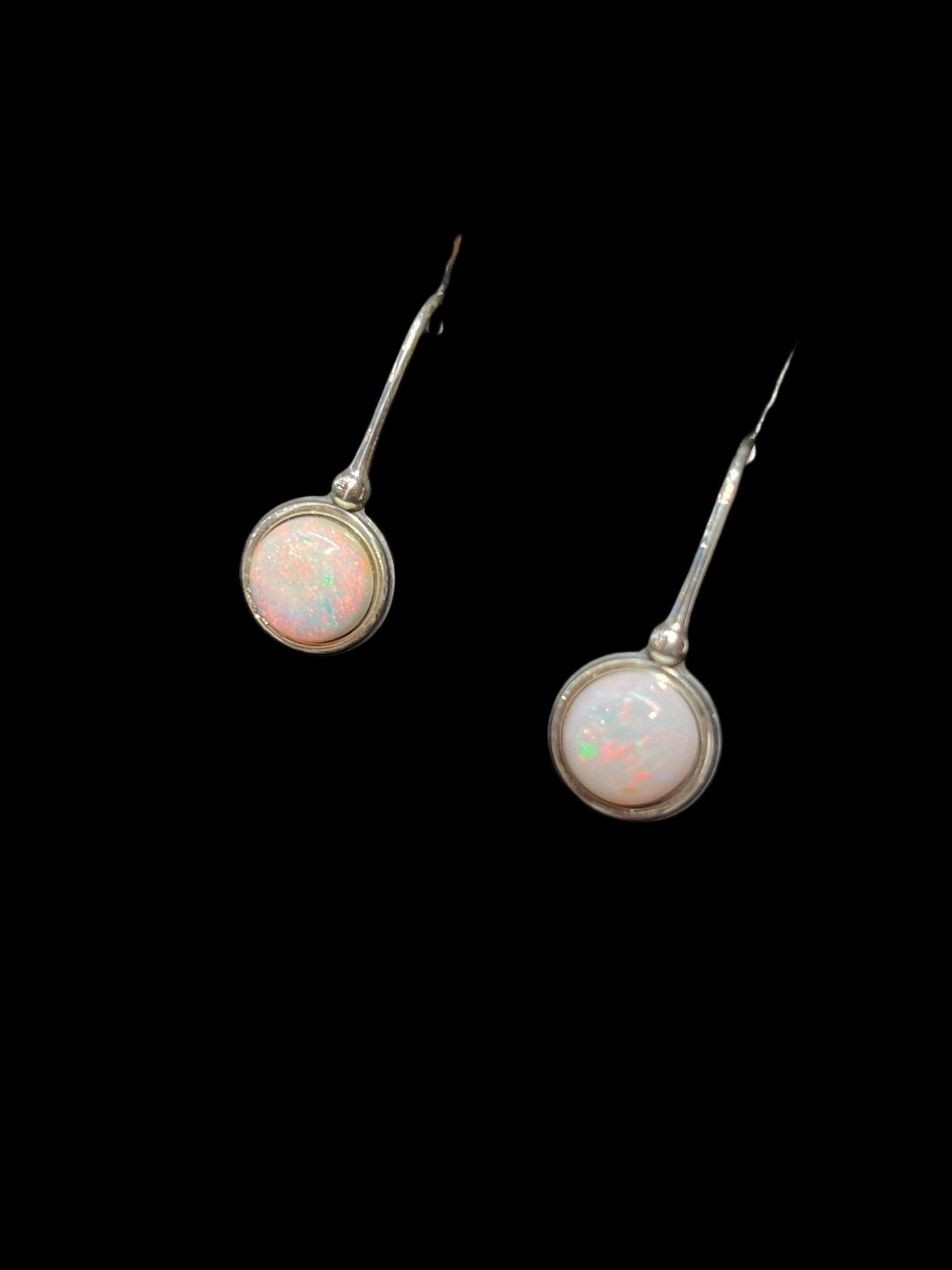 Australian White Opal Earrings 1.38 & 1.29 carat